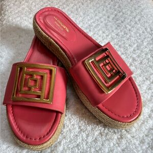 Liz Claiborne Pink Slide Sandals with Gold Accent